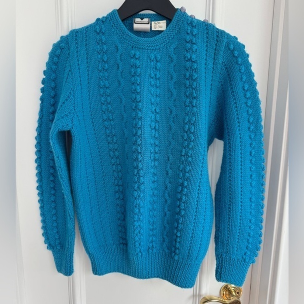 Extraordinary Wool Vintage Obermyer 90s blue crewneck sweater